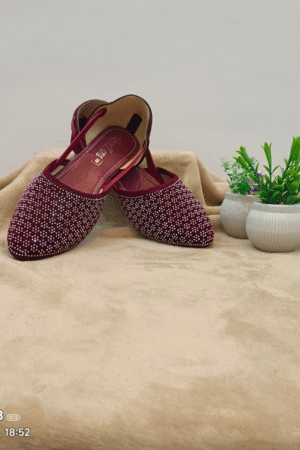 Maroon Embellished Traditional Khussa for Women