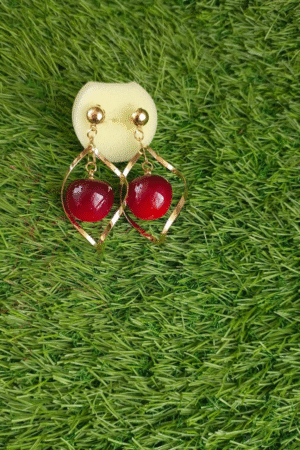Cherry Drop Hoop Earrings