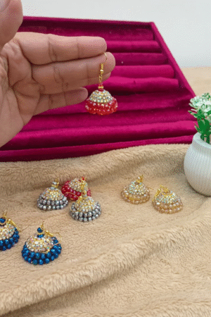 Colorful Traditional Beaded Jhumka Earrings