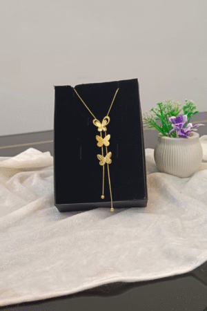 Triple Butterfly Drop Necklace