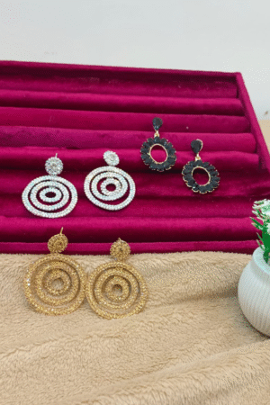 Trendy Round Statement Earrings Set