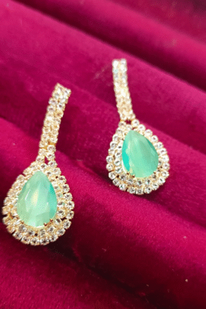 Elegant Mint Green Teardrop Crystal Earrings