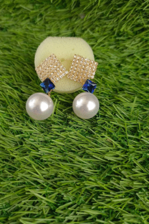 Golden Crystal Pearl Drop Earrings