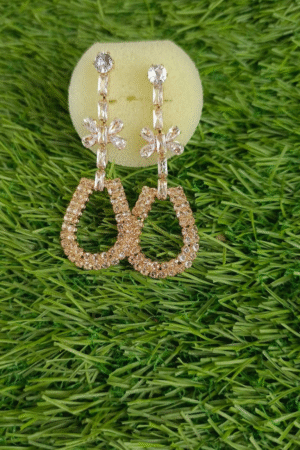 Golden Crystal Teardrop Dangle Earrings