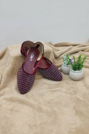 Maroon Embroidered Women’s Ethnic Flats