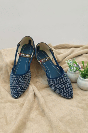 Navy Blue Embroidered Women’s Ethnic Flats
