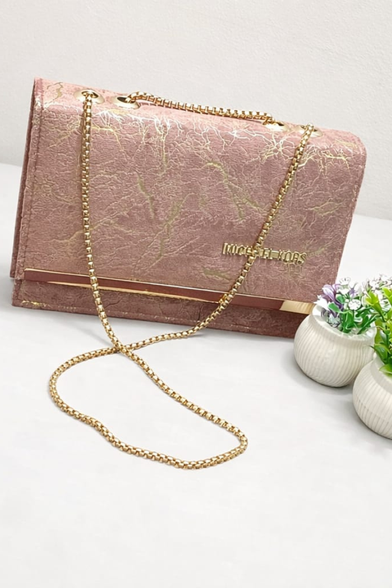 Marble Texture Chain Clutch – Elegant Evening Bag