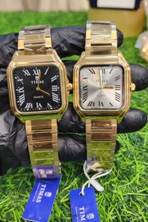TIMAS Luxury Square Dial Quartz Watch – Gold Stainless Steel
