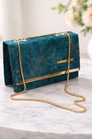Marble Texture Chain Clutch – Luxury Evening Style